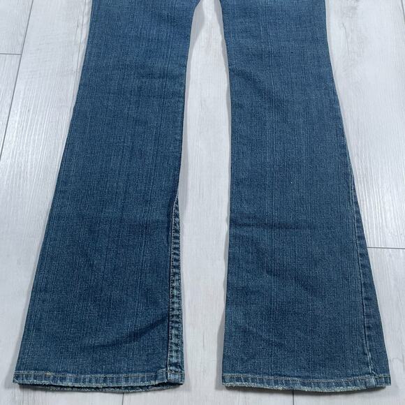 Vintage Bebe Y2k Low Rise Size 27 Flare Jeans Medium Wash Rhinestone Distressed - Picture 6 of 14